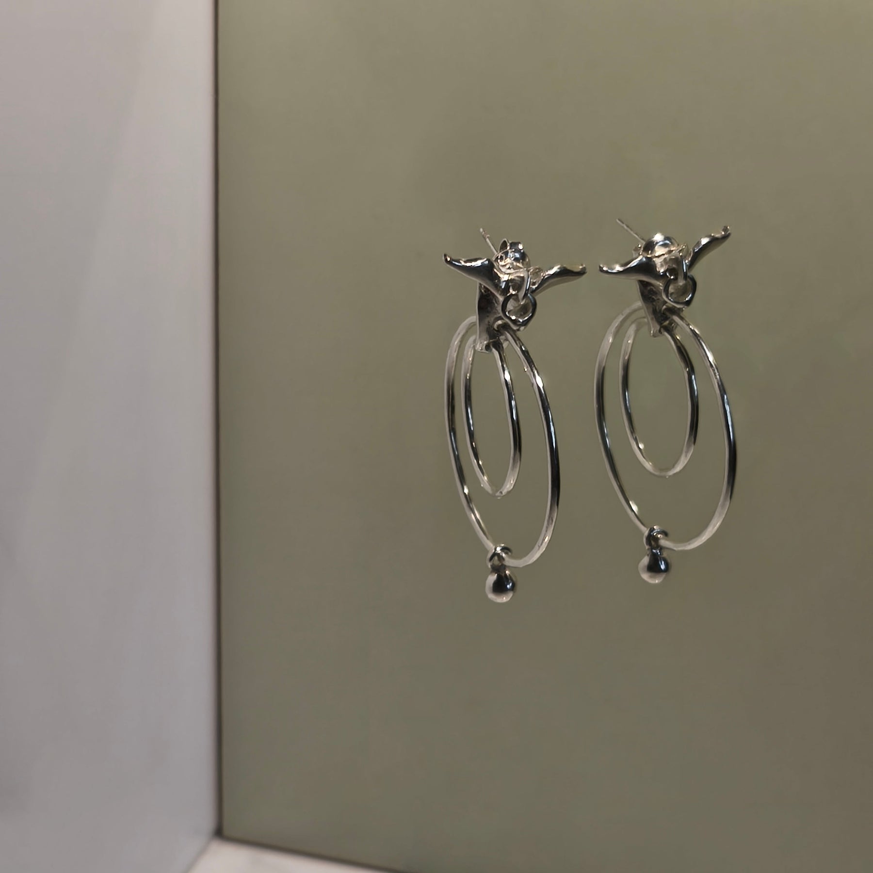 Silver Earrings "Aves", Large