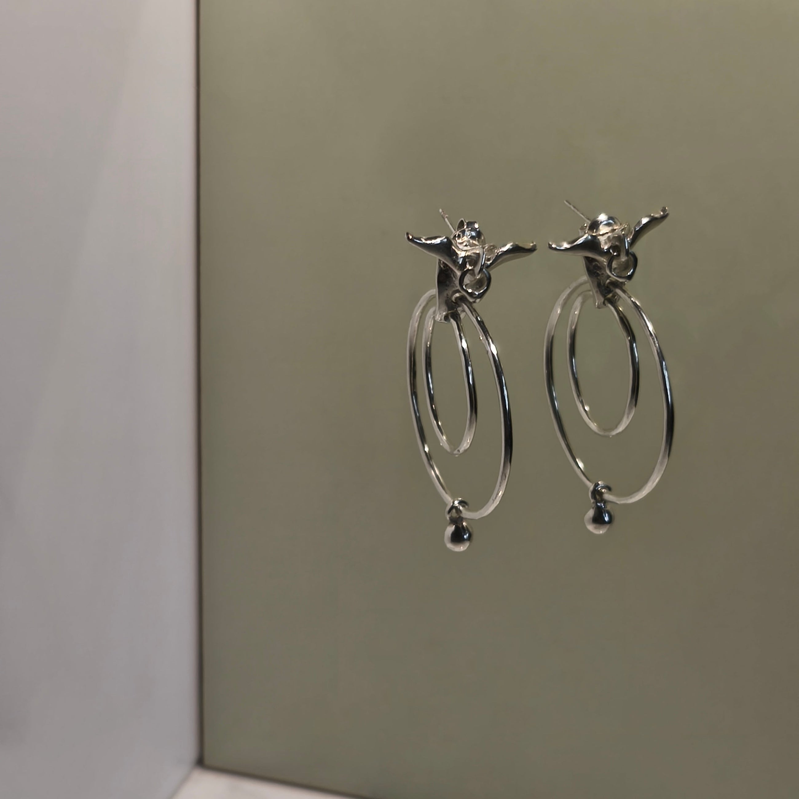 Silver Earrings "Aves", Large