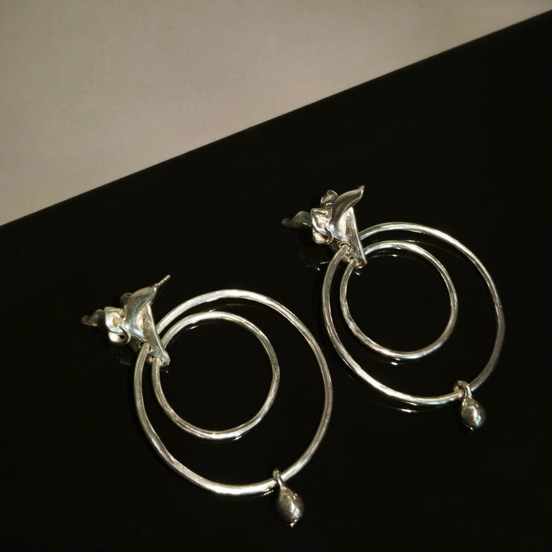 Silver Earrings "Aves", Large