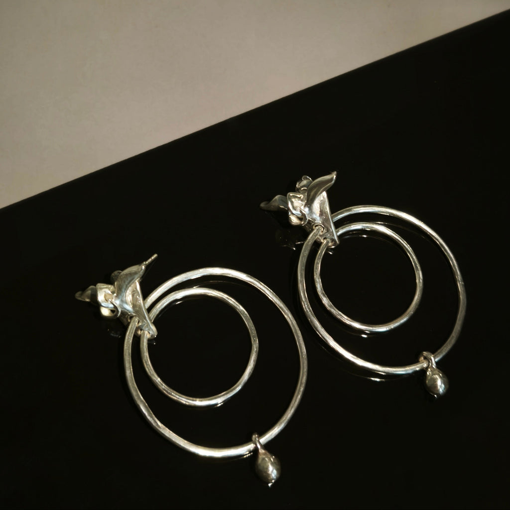 Silver Earrings "Aves", Large