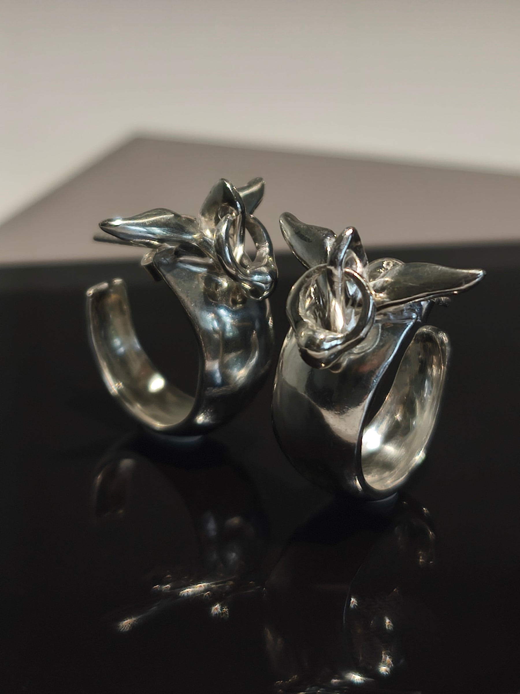 Silver Earrings "Aves", Medium