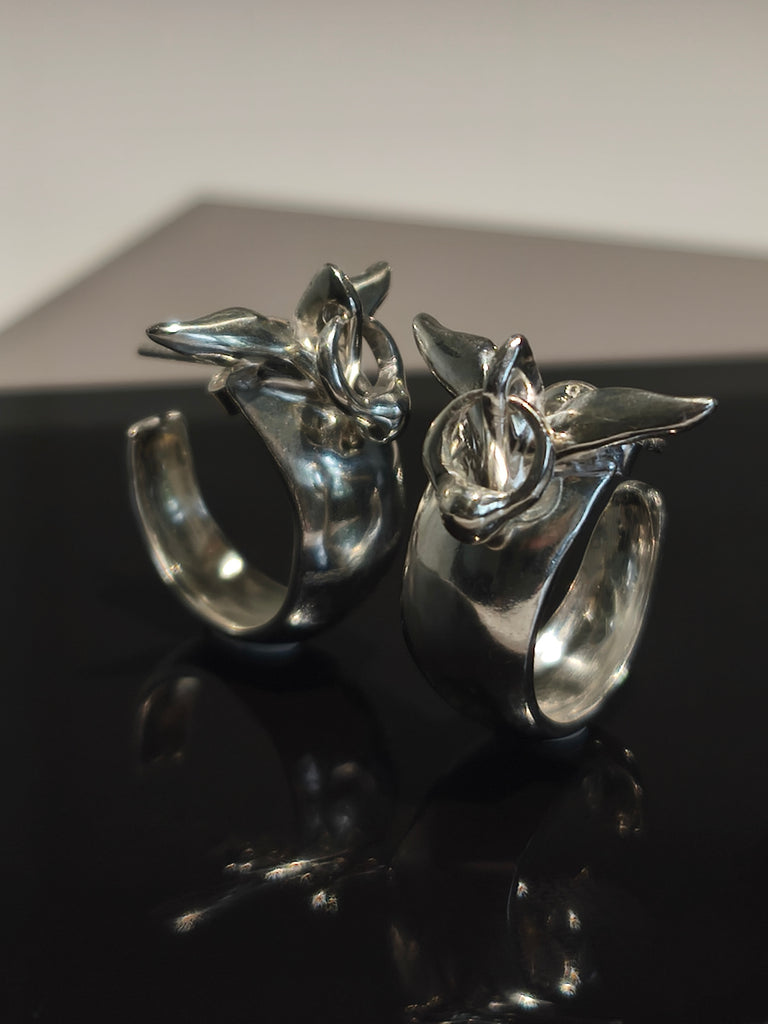 Silver Earrings "Aves", Medium