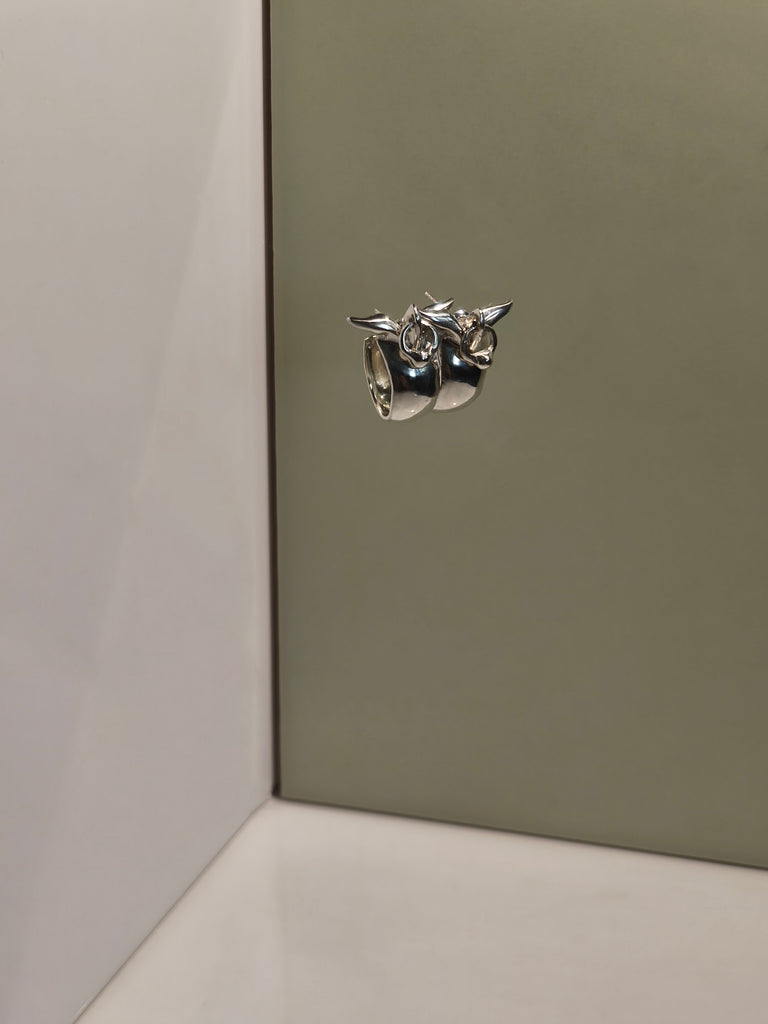 Silver Earrings "Aves", Medium