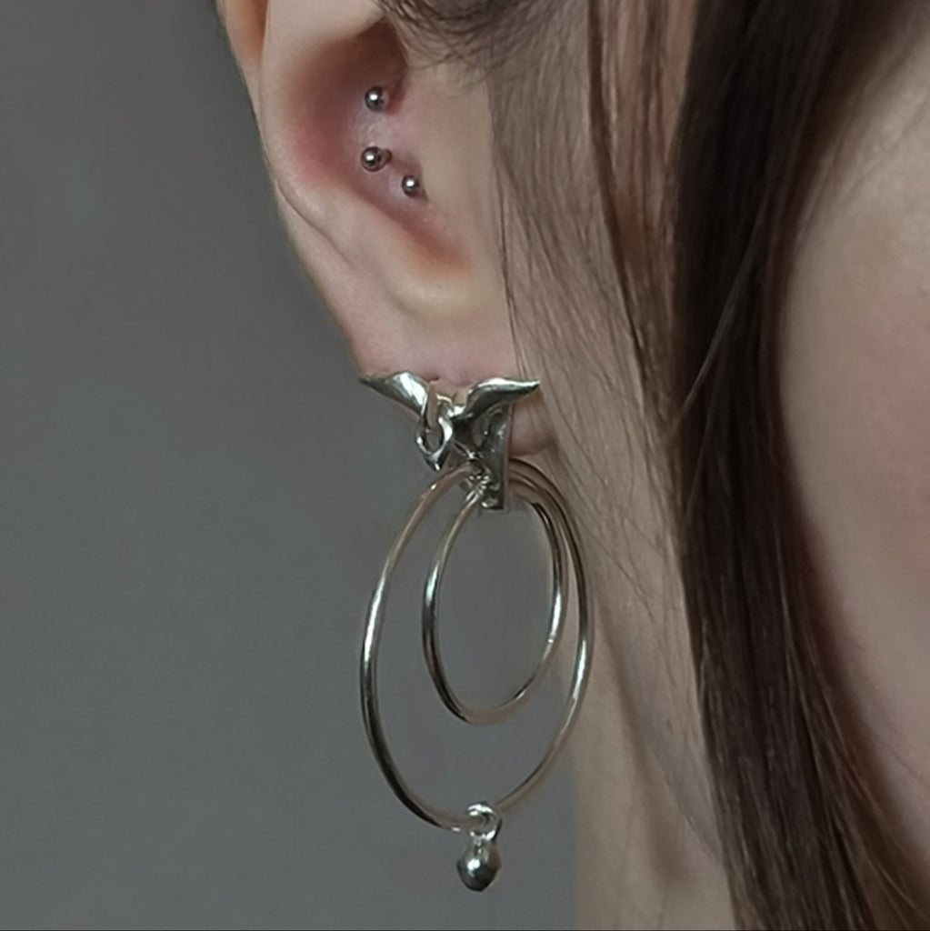 Silver Earrings "Aves", Large