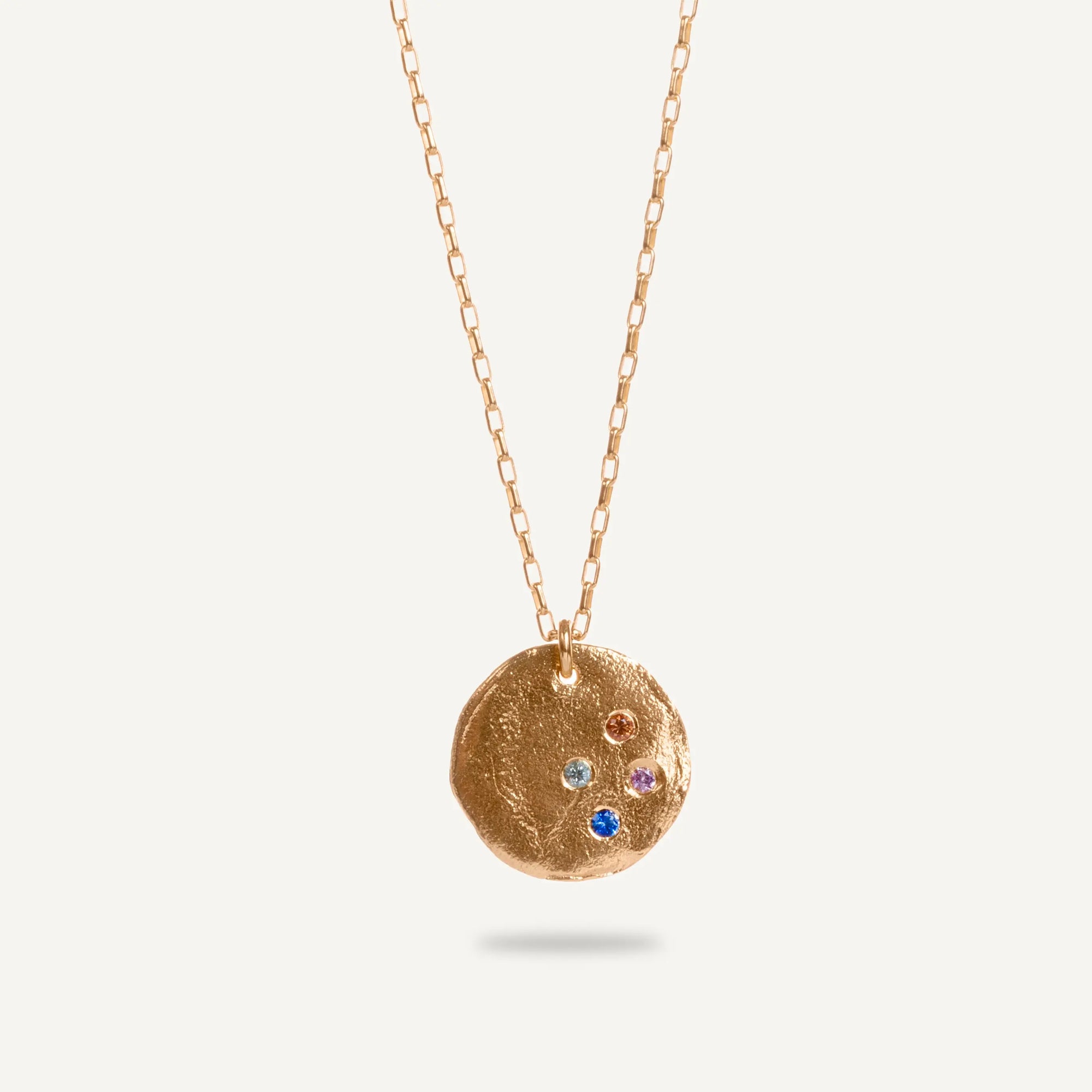 Gold Plated Silver Necklace with Sapphires "Big Fingerprint Sapphire"