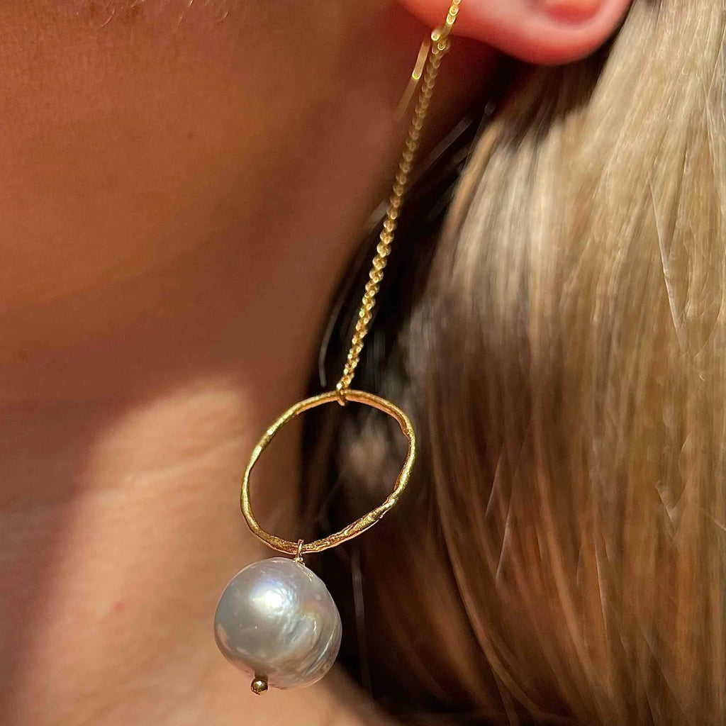 Gold Plated Silver Earrings with Freshwater Pearl