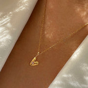 Gold Plated Silver Necklace with Pink Sapphire "Mini Heart"