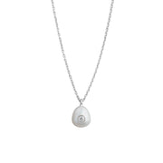 Silver Necklace with Pearl and Moisanitte "Fiona"