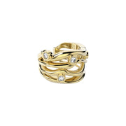 Yellow Gold Ear Cuff with Diamonds "Bare Souls. Four-Threads"