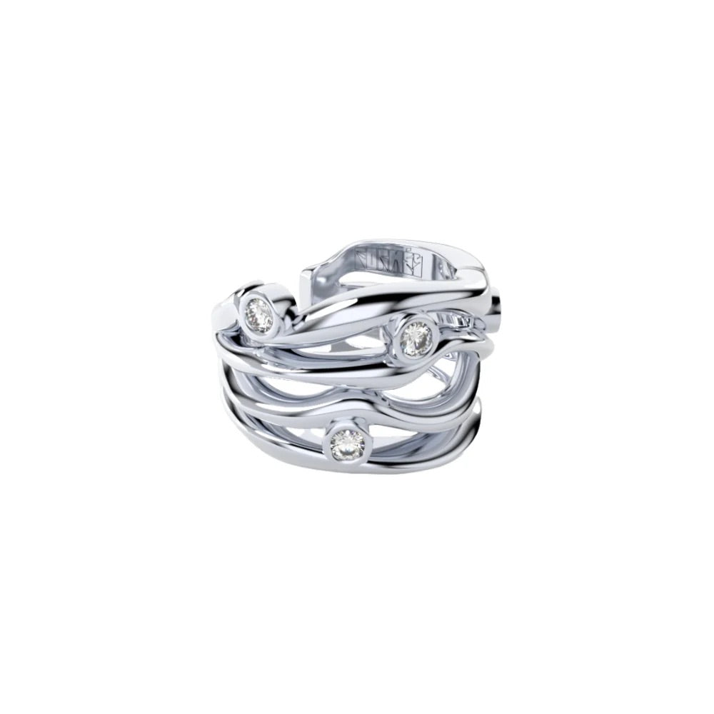 White Gold Ear Cuff with Diamonds "Bare Souls. Four-Threads"