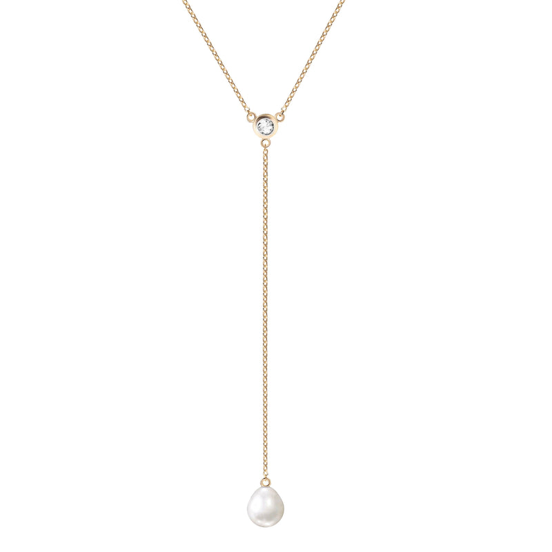 Gold Plated Silver Necklace with Pearl and Topaz "Valencia"
