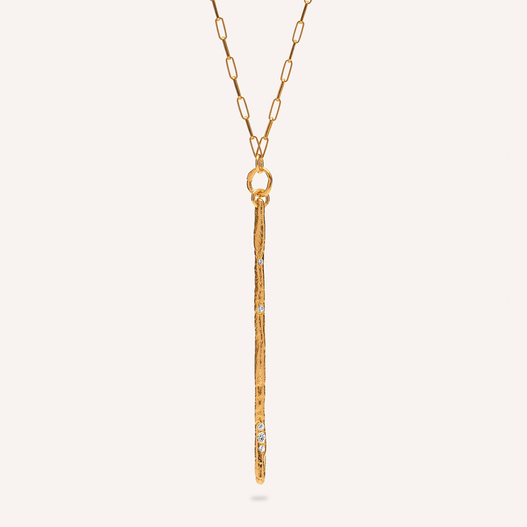 Gold Plated Silver Necklace with Diamonds & Sapphire