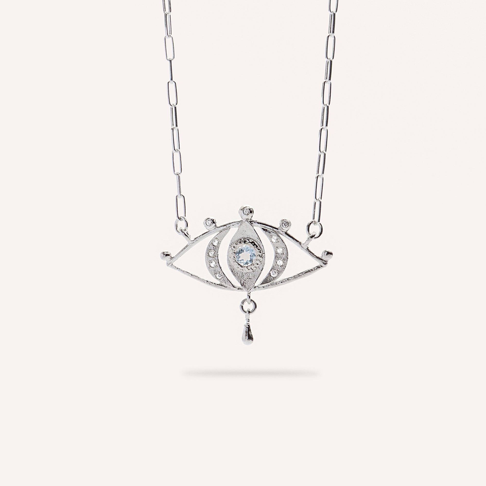 Silver Necklace with Aquamarine & Sapphires