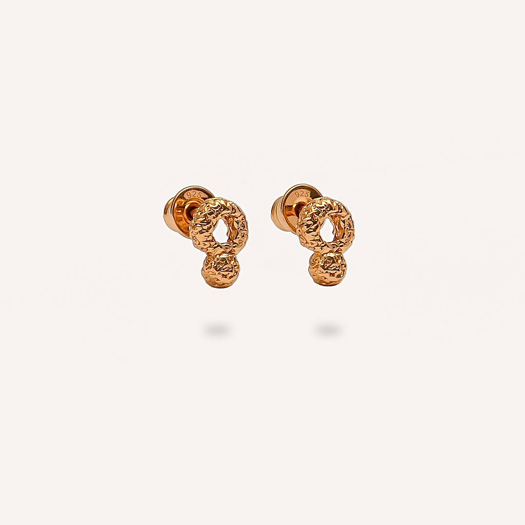 Gold Plated Silver Earrings "Rough Mini"