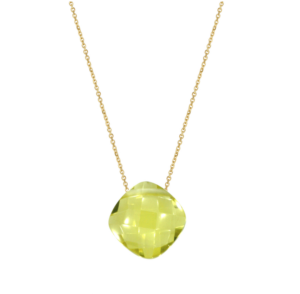 Yellow Gold Necklace with Lemon Quartz