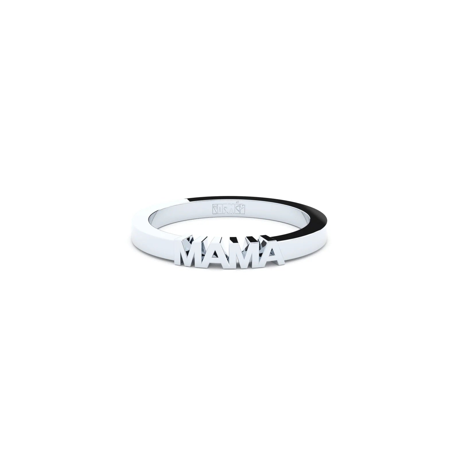 White gold ring with word 'MAMA' by Formes.