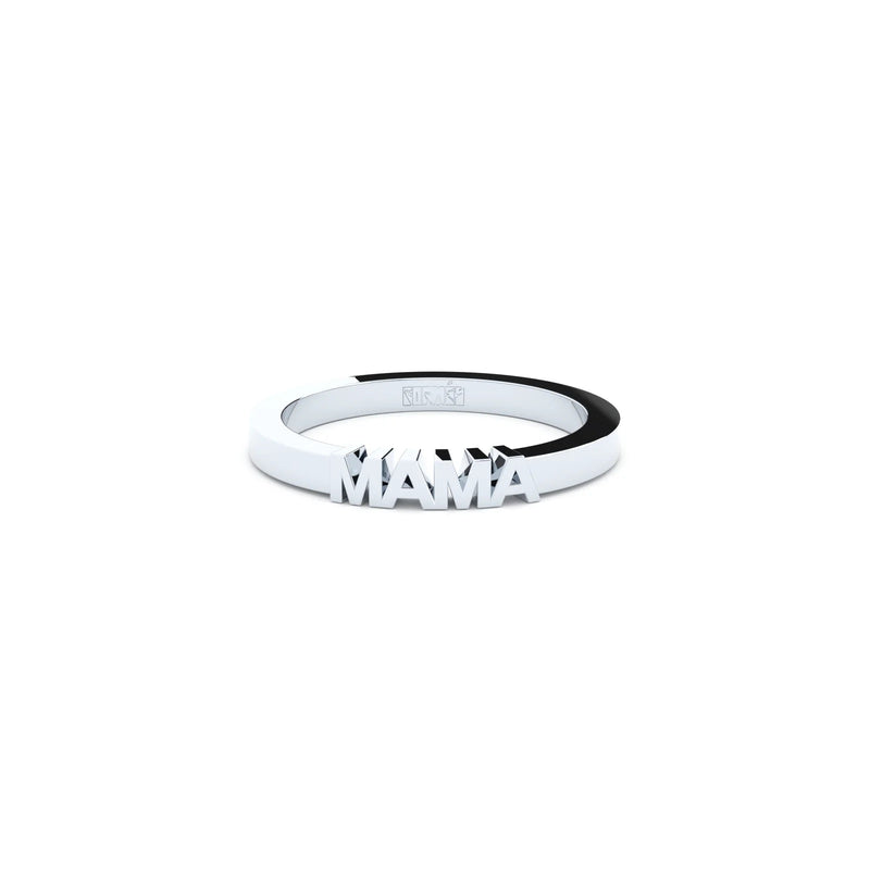 White gold ring with word 'MAMA' by Formes.