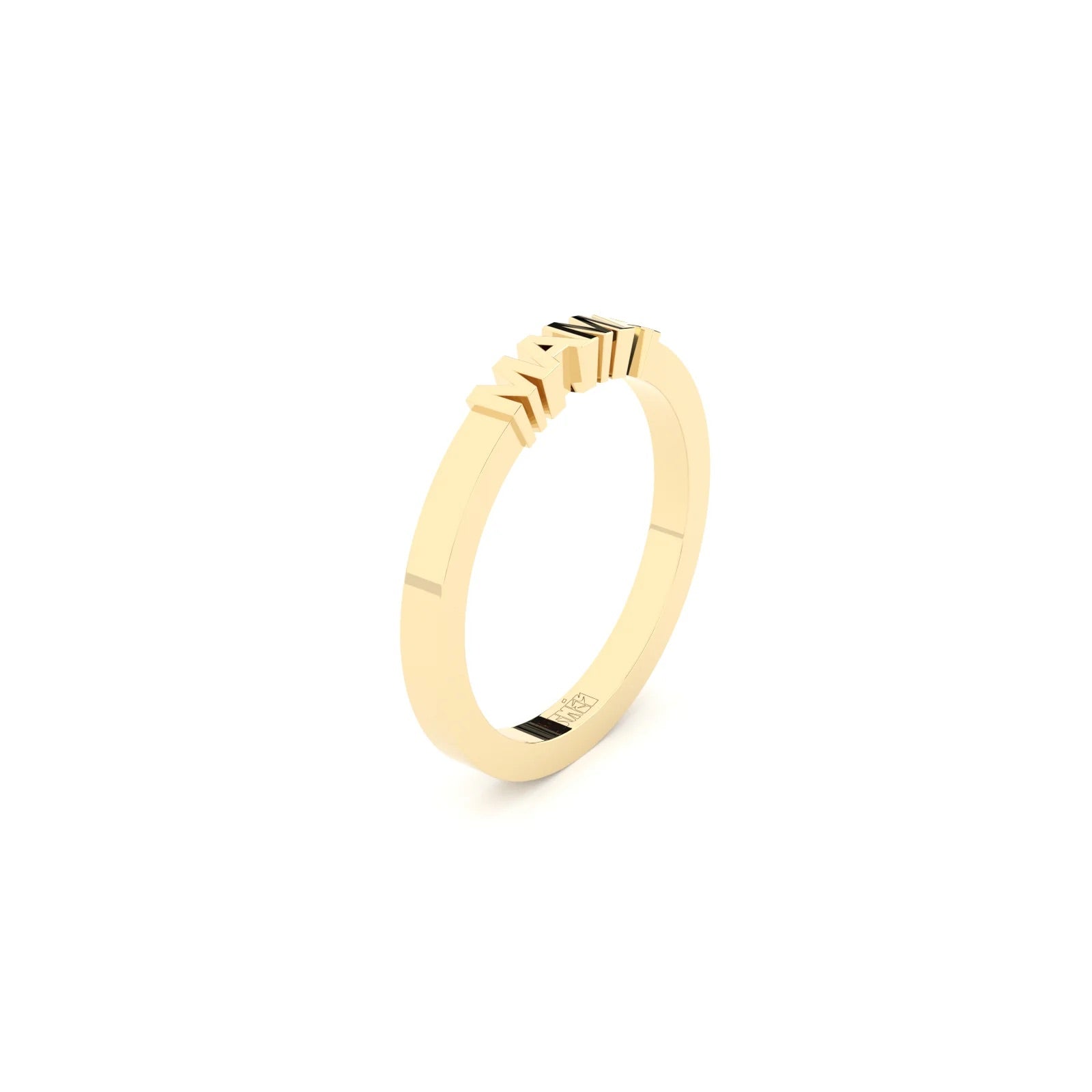 Yellow gold ring with word 'MAMA' by Formes.