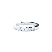 White gold ring with word Mama set with single diamond.