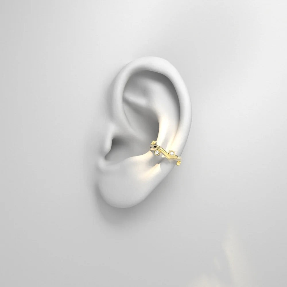 Rose Gold Ear Cuff with Diamonds "Bare Souls. Sole-Thread"