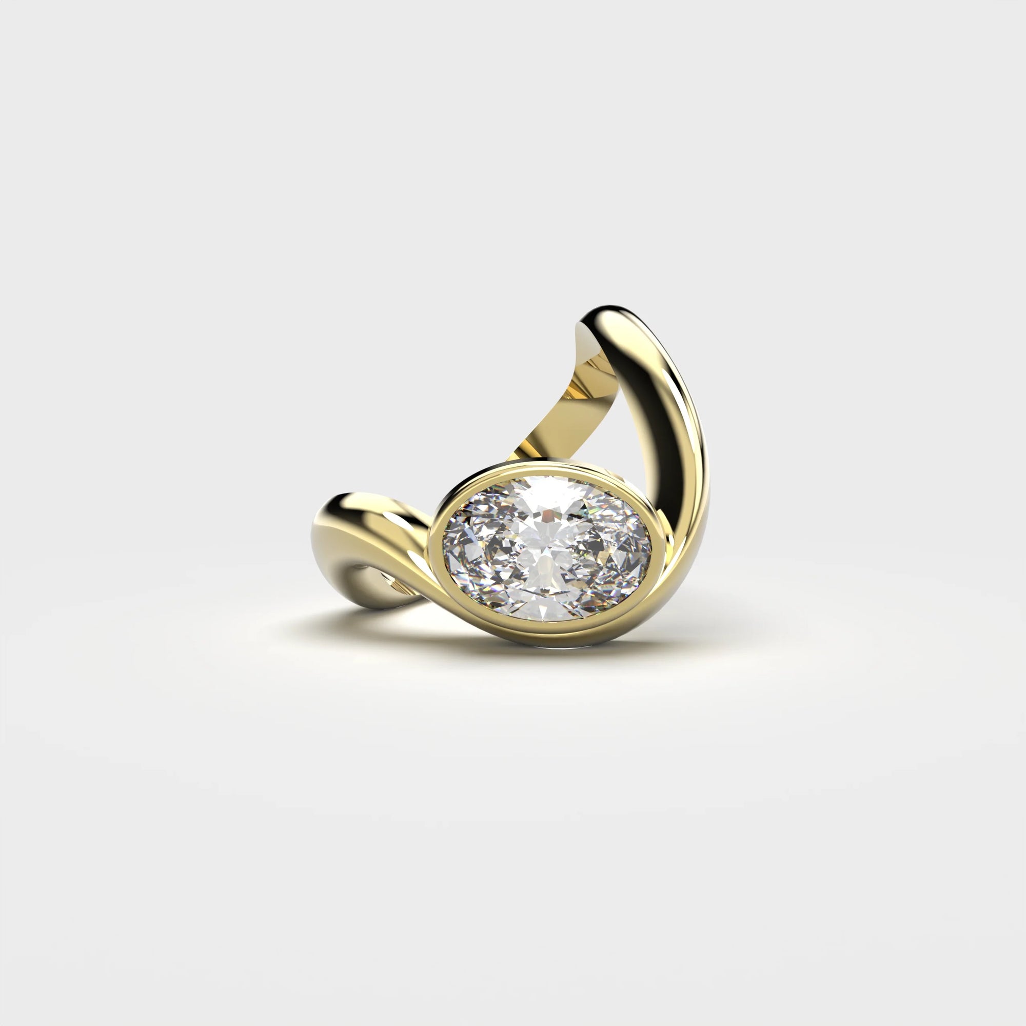 Yellow Gold Ring with Diamond "Bare Souls. Wave"