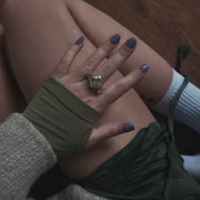 Silver Ring with Prasiolite "This Too Shall Pass"