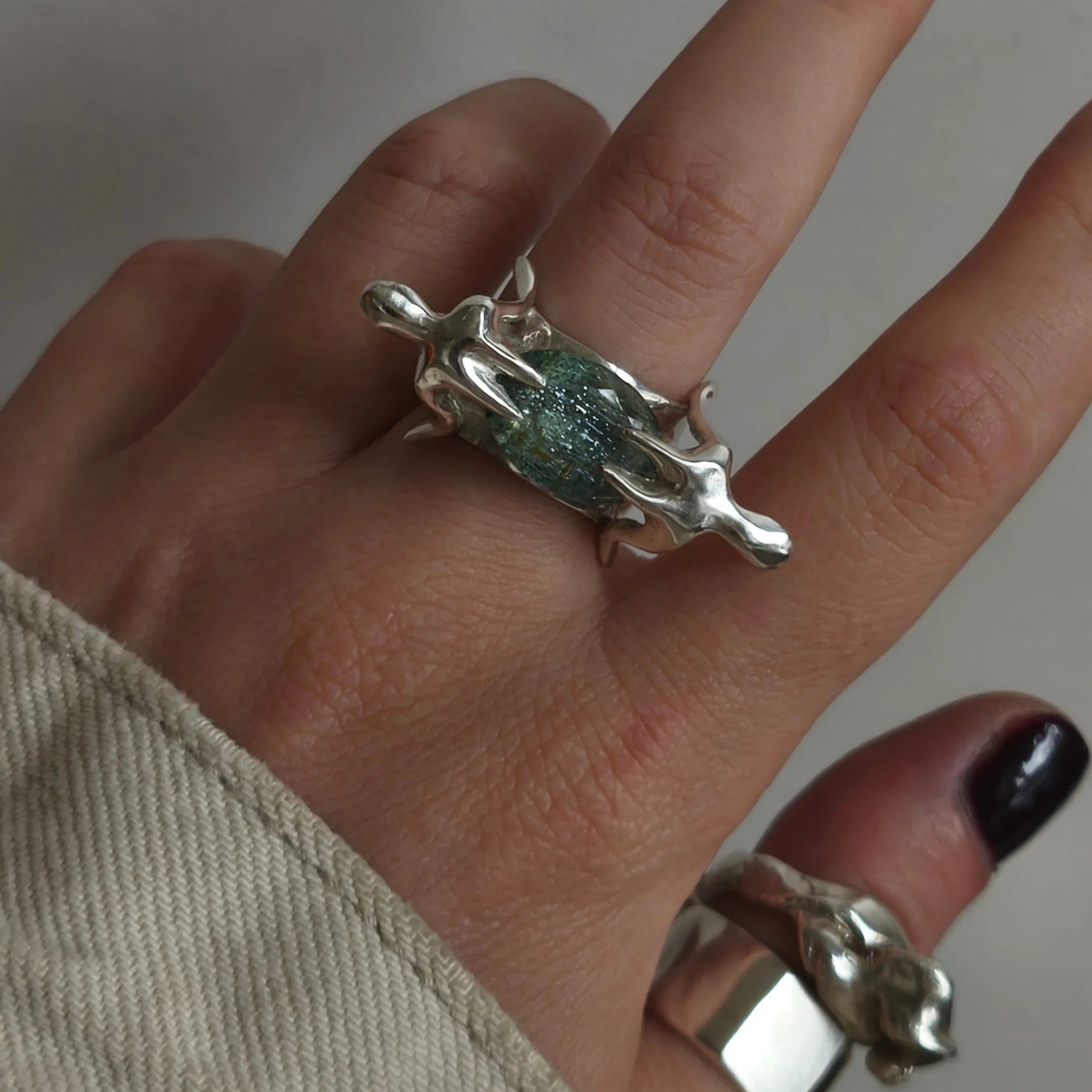 Silver Ring with Aquamarine "El Mundo"