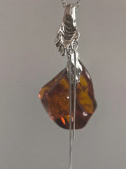Silver Necklace with Amber "Source"