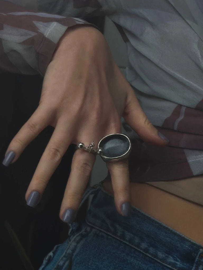 Silver Ring with Quartz "Starry Sky"