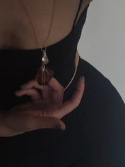 Silver Necklace with Amber "Source"