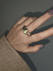 Silver Ring with Prasiolite "This Too Shall Pass"