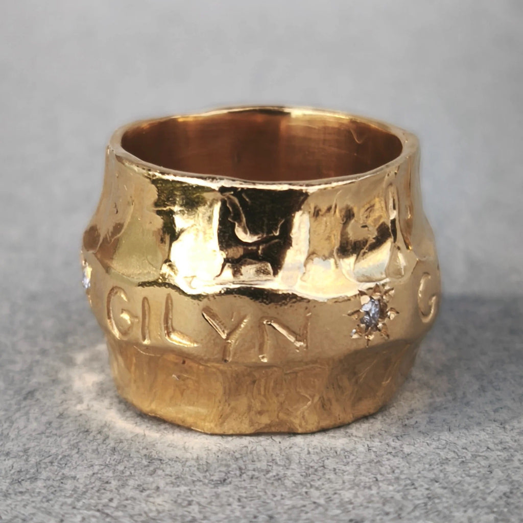 Gold Plated Silver Ring with Moissanites "Giliai Gilyn Giliau"