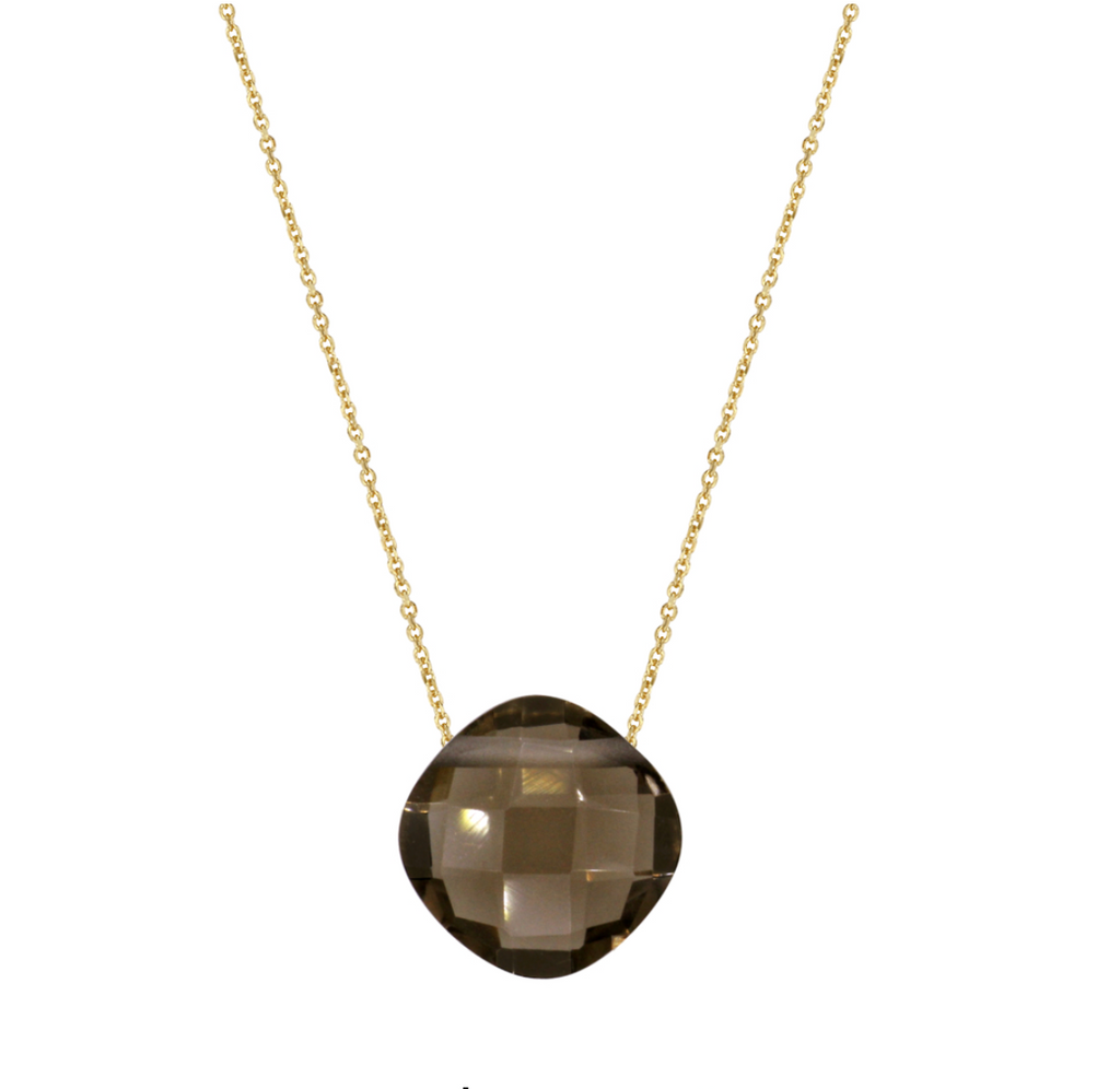 Yellow Gold Necklace with Smoky Quartz