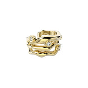 Yellow Gold Ear Cuff with Diamonds "Bare Souls. Three-Threads"