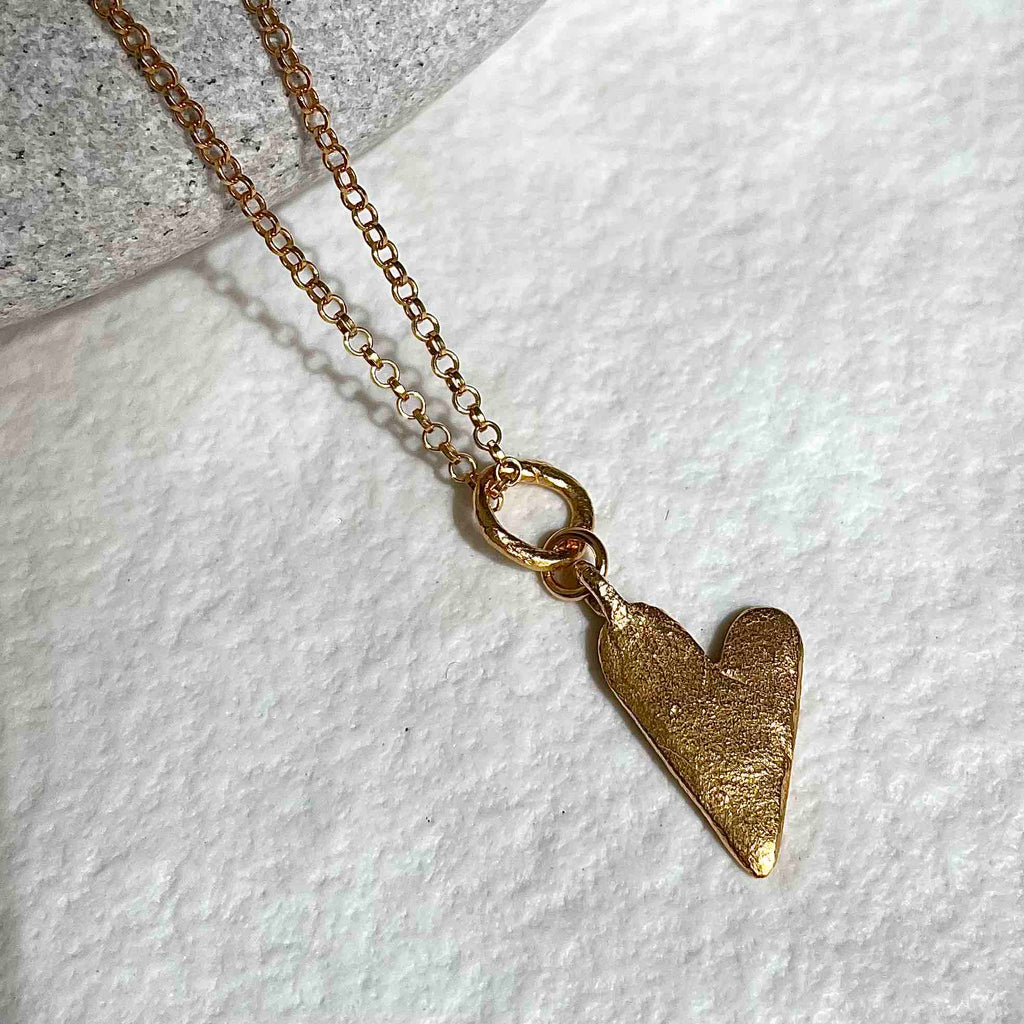 Gold Plated Silver Necklace "Handcrafted Heart"