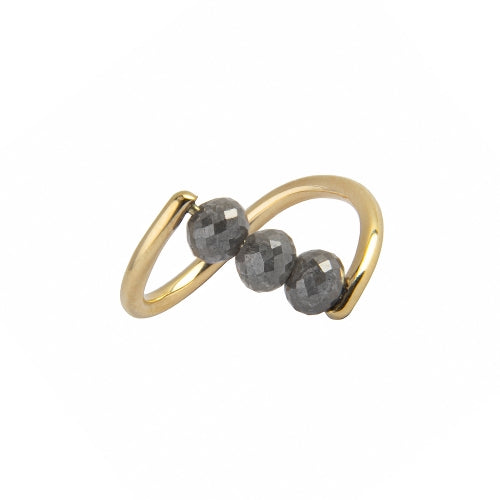 14k Gold Ring with 3 Grey Diamonds