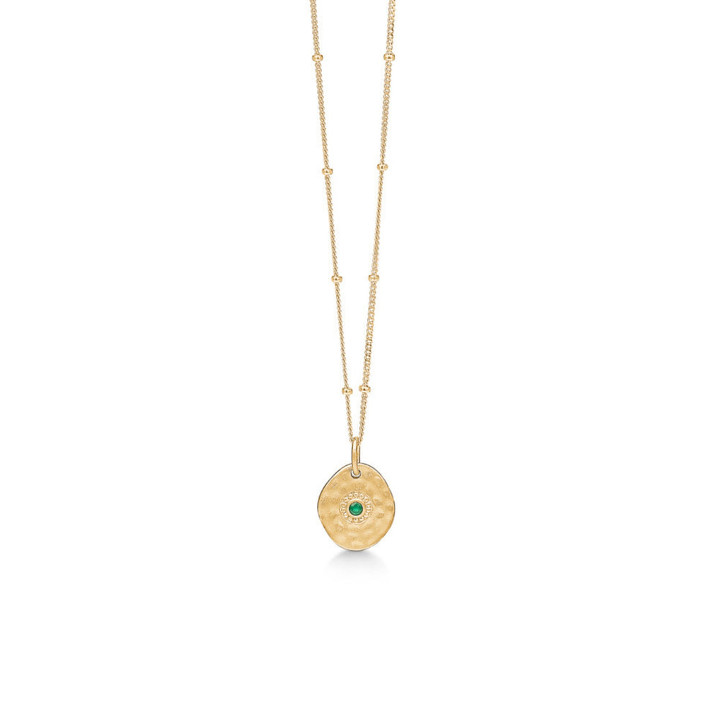 Gold Plated Silver Necklace "Esma" with Green Agate