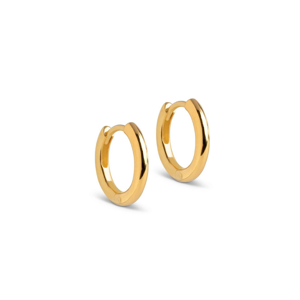 Gold Plated Silver Hoop Earrings "Chunky Classic” 10 mm