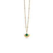 Gold Plated Silver Necklace "Soleil Petrol Green"