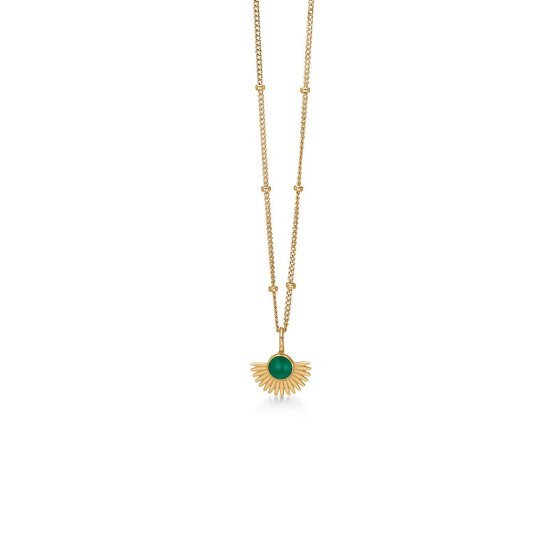 Gold Plated Silver Necklace "Soleil Petrol Green"