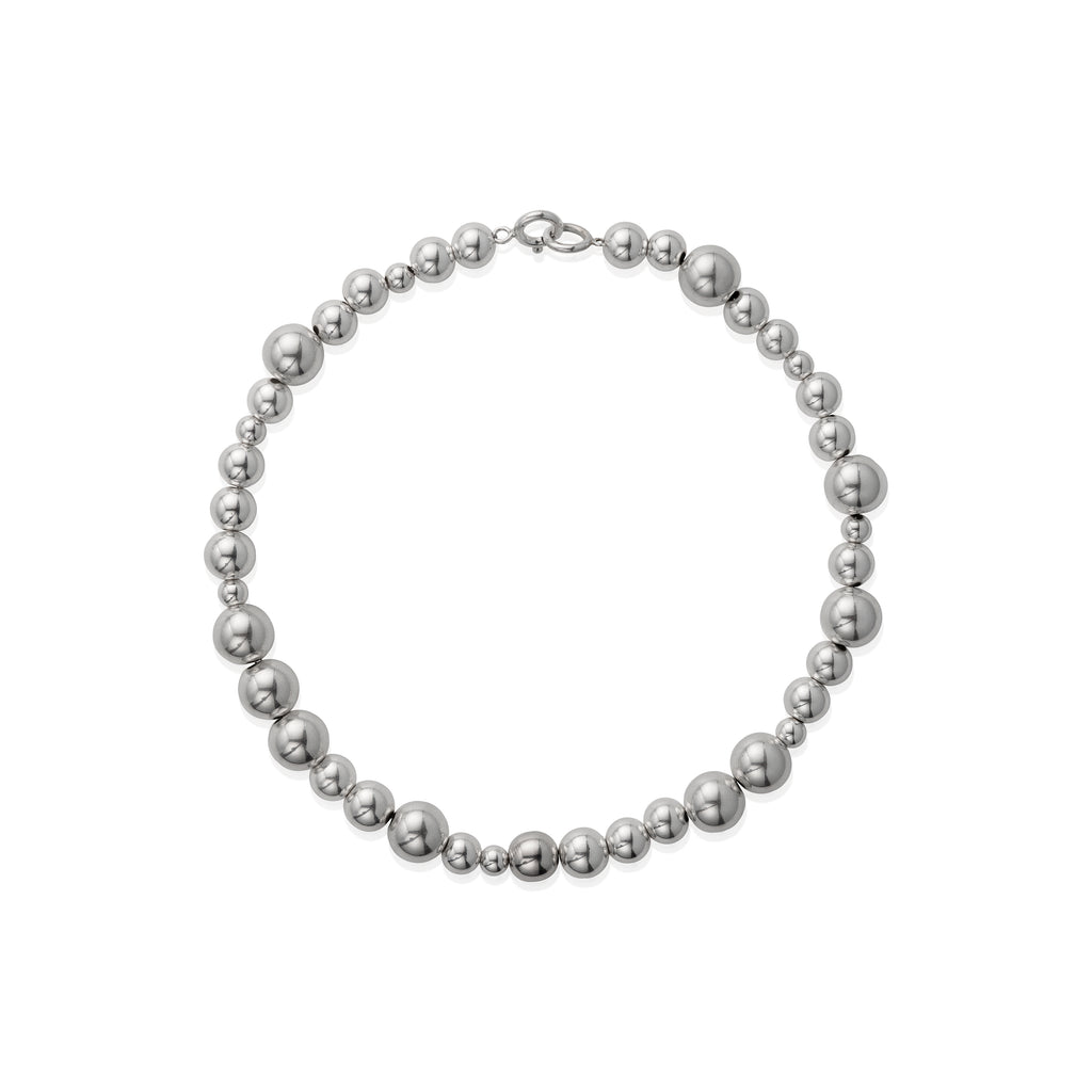 Big Silver Beads Necklace