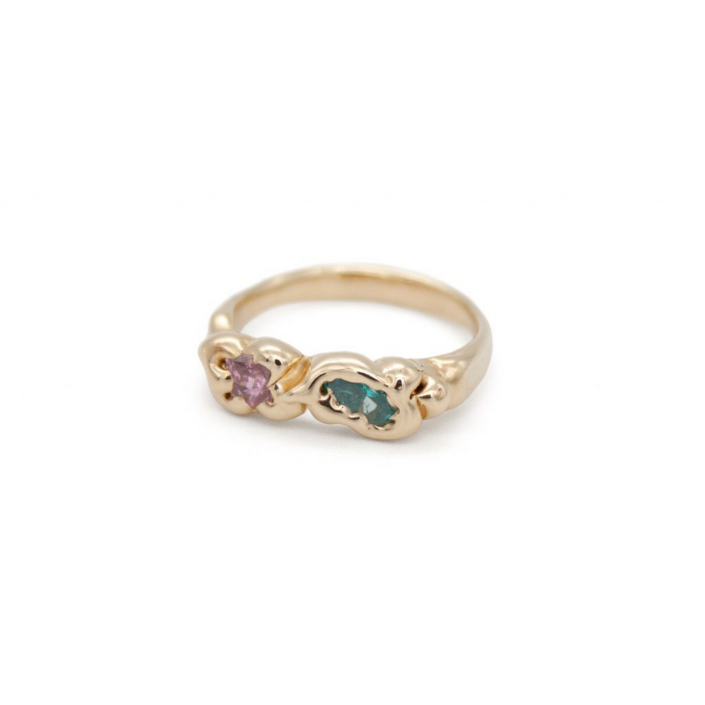 Gold Plated Silver Blobby Zirconia Ring
