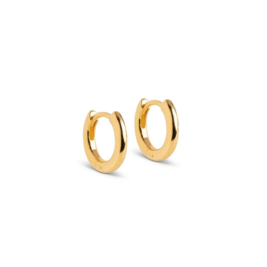 18K Gold Plated Silver Hoop Earrings "Chunky Classic” 8 mm