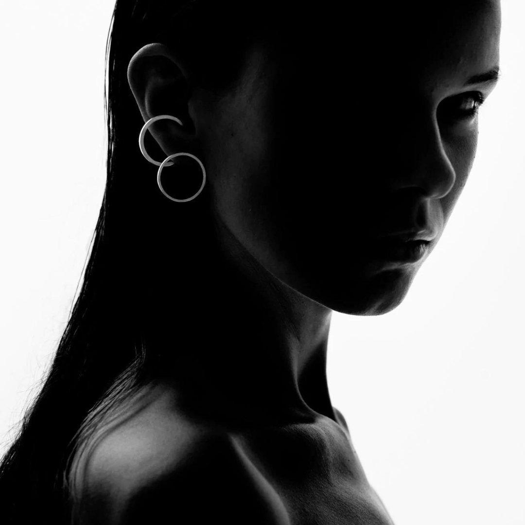 Gold Plated Silver Earring "C Line"