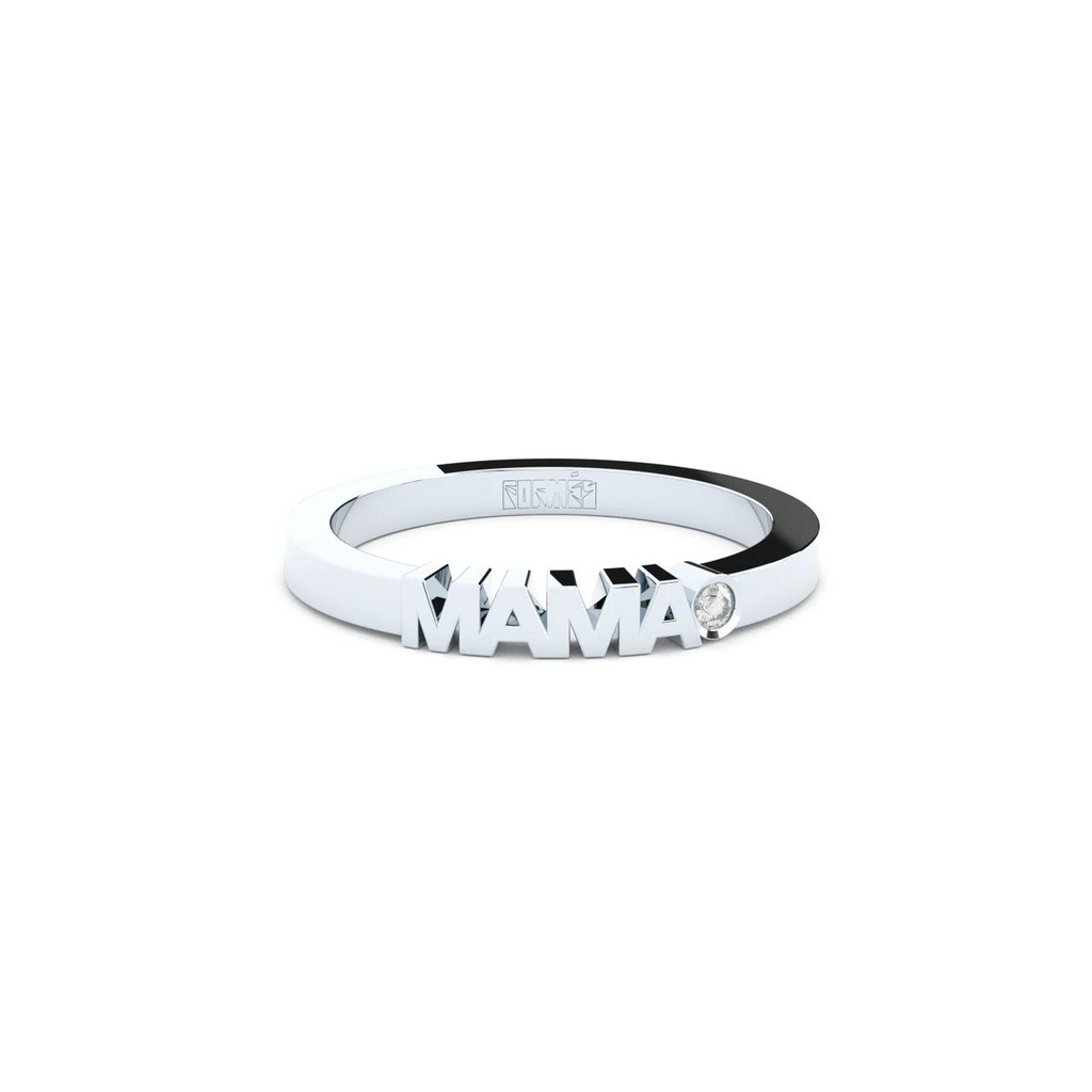 White Gold Petite Ring "Mama"