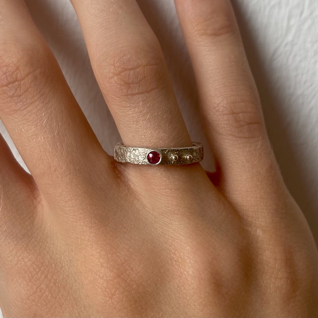 Silver Pink Sapphire Ring
