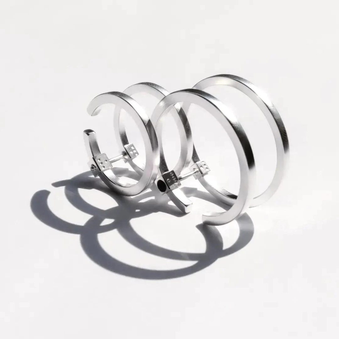 Gold Plated Silver Earring "C Line"