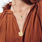 Gold Plated Silver Necklace "Soleil Petrol Green"