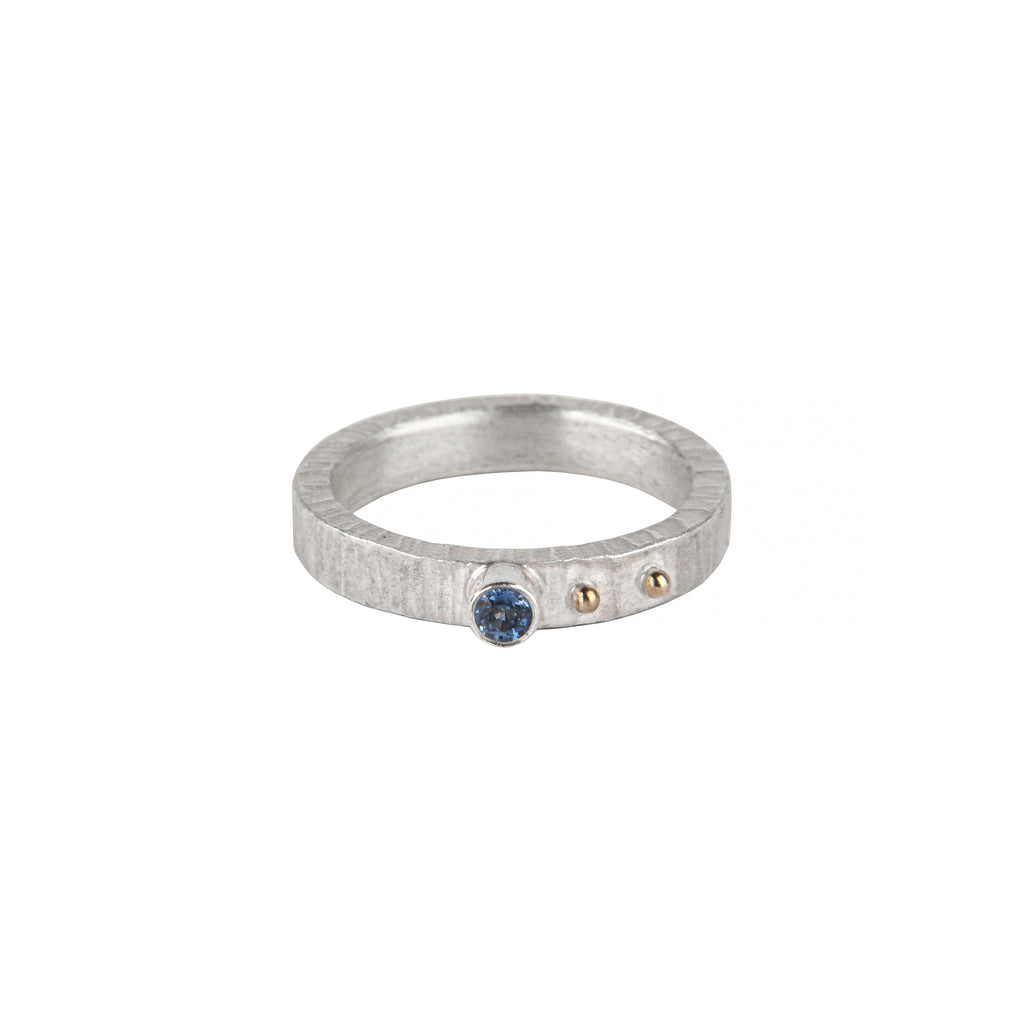 Narrow Silver Sapphire Ring