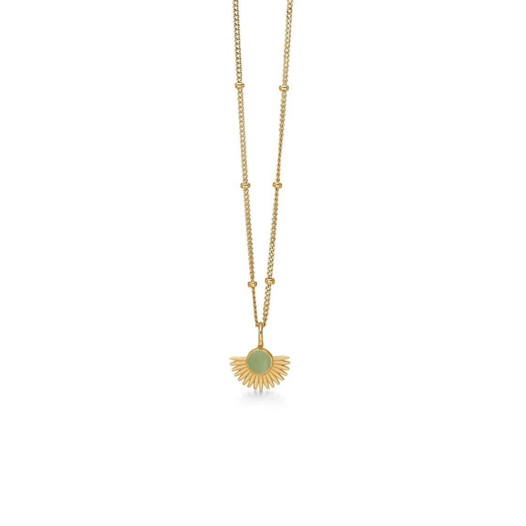Gold Plated Silver Necklace "Soleil Dusty Green"